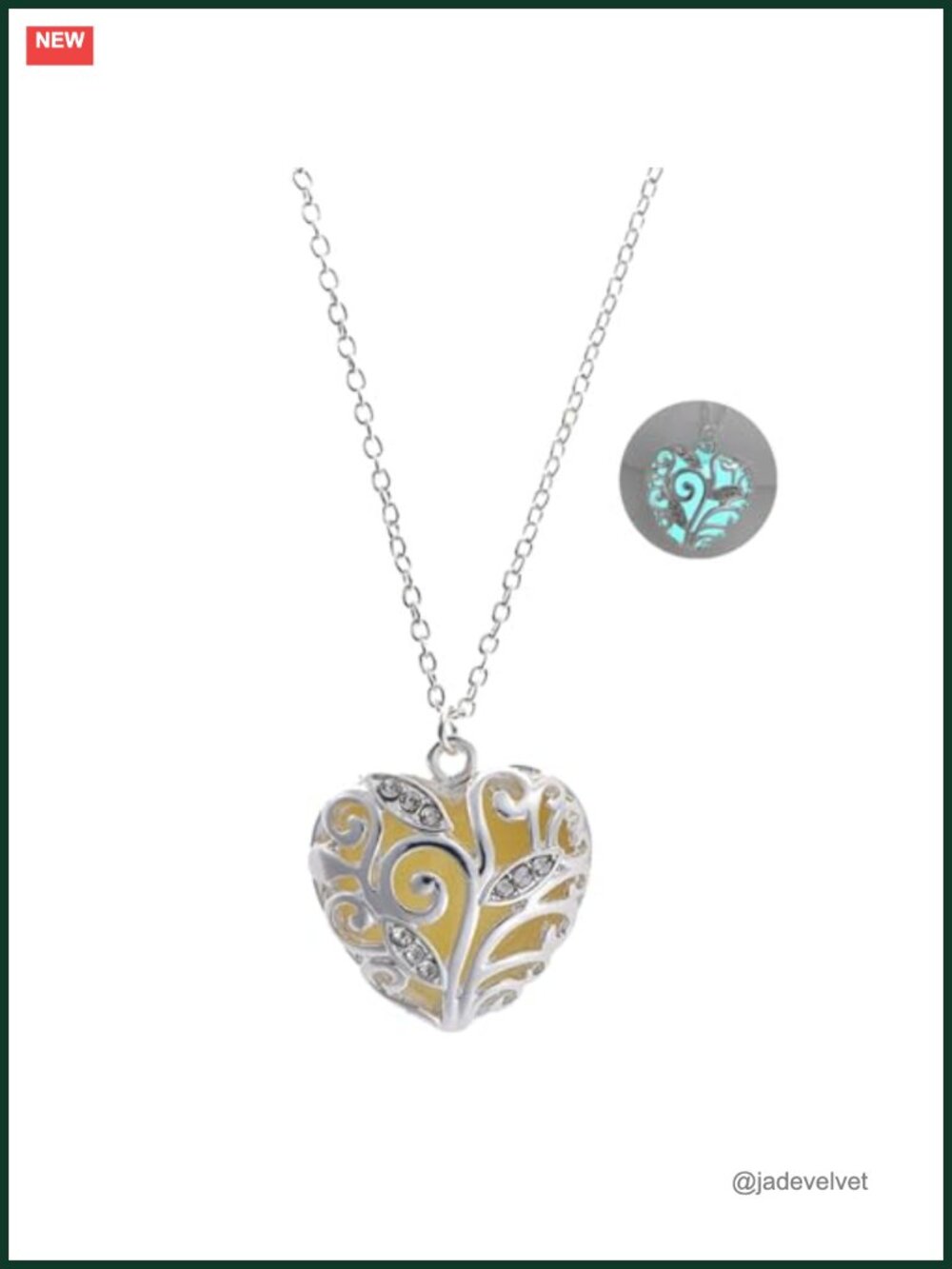 Glow-in-the-Dark Pendant Necklace Adjustable Cable Chain Lobster Clasp Fashion